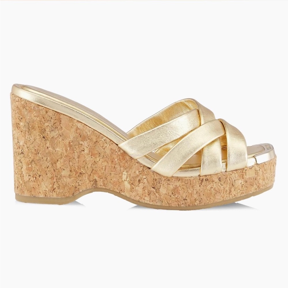 Jimmy Choo Gold Wedge Sandals